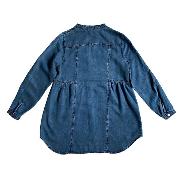 Soft Surroundings Tunic Shirt S Blue Chambray Long Sleeve Button Tencel Boho - Picture 2 of 8